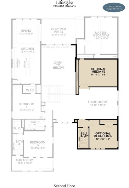 2D floor plan layout for the L636 by Lifestyle Homes in Heritage Series 64s, Frisco, TX (Image 22). 2D floor plan layout for the L636 by Lifestyle Homes in Heritage Series 64s, Frisco, TX (Image 22).
