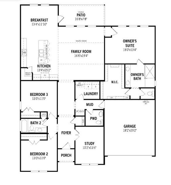 2D floor plan layout for the Avery II by Mattamy Homes in Villages of Creekwood, Frisco, TX (Image 3). 2D floor plan layout for the Avery II by Mattamy Homes in Villages of Creekwood, Frisco, TX (Image 3).