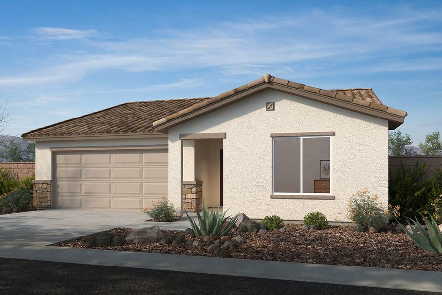 Representative exterior photo of a completed home built from the 1370 by KB Home in Skyline Village Enclaves, San Tan Valley, AZ (Image 5). Representative exterior photo of a completed home built from the 1370 by KB Home in Skyline Village Enclaves, San Tan Valley, AZ (Image 5).