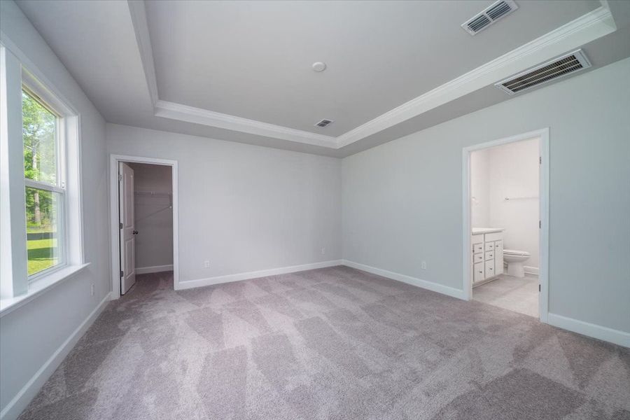 Retreat to the owner's suite with tray ceiling detail. Retreat to the owner's suite with tray ceiling detail.
