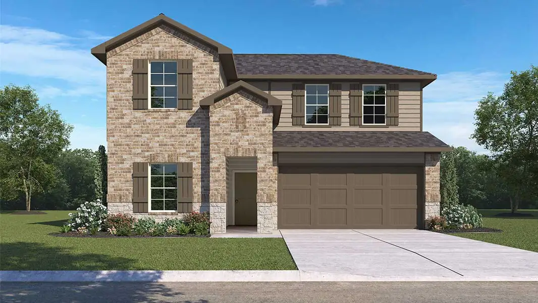 Representative exterior photo of a completed home built from the Mitchell - X35m by D.R. Horton in August Trails, Needville, TX (Image 2). Representative exterior photo of a completed home built from the Mitchell - X35m by D.R. Horton in August Trails, Needville, TX (Image 2).