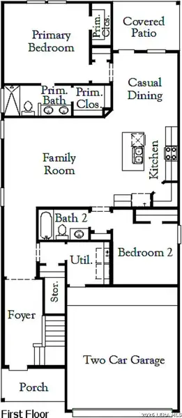 2D floor plan layout of this home in Lone Oak, San Antonio, TX (Image 3).
