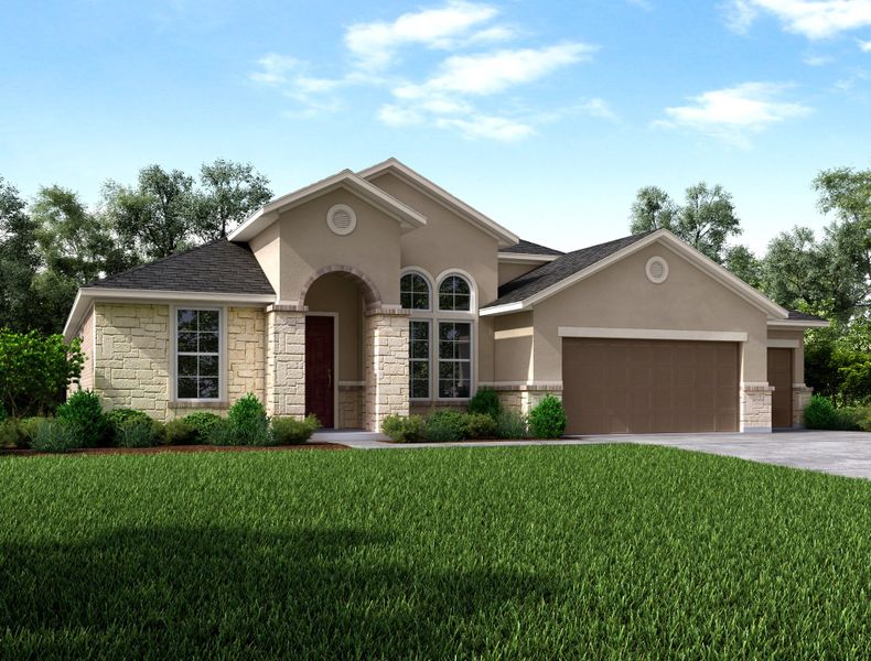 Representative exterior photo of a completed home built from the Fredericksburg by Beazer Homes in Amira: Hilltop Collection, Tomball, TX (Image 15).