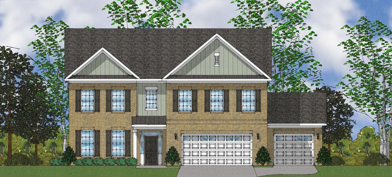 Representative exterior photo of a completed home built from the Cushing II - Elite Collection by Mungo Homes in Suter Estates, Easley, SC (Image 7).