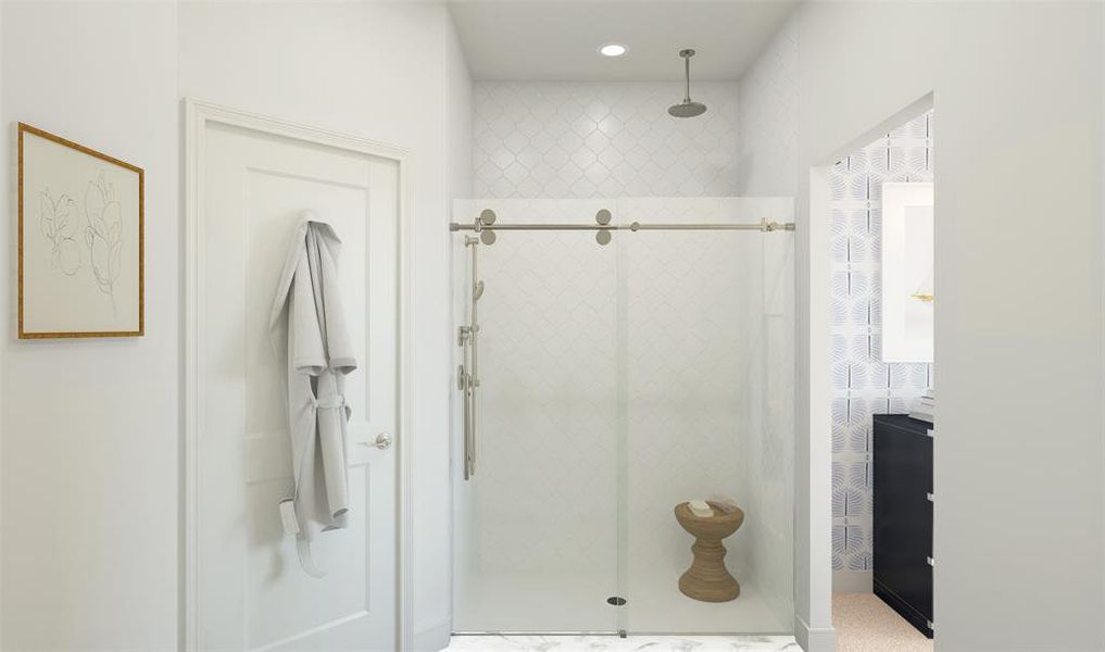 Serene primary bath with spacious shower (*Artist rendering used for illustration purposes only.) Serene primary bath with spacious shower (*Artist rendering used for illustration purposes only.)