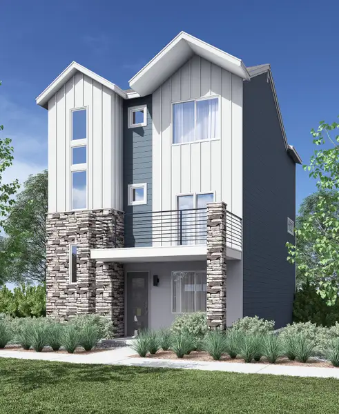 Representative exterior photo of a completed home built from the Landon by Lokal Homes in Parkside at Victory Ridge, Colorado Springs, CO (Image 1).