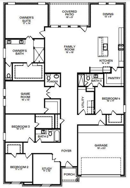 2D floor plan layout of this home in Anniston, Katy, TX (Image 3).