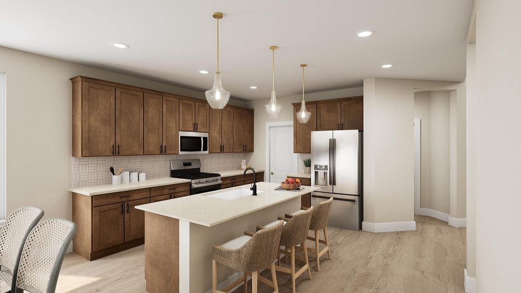 Furnished interior view inside a new home in Prairie Collection at The Meadows, Denton (Image 5). Furnished interior view inside a new home in Prairie Collection at The Meadows, Denton (Image 5).