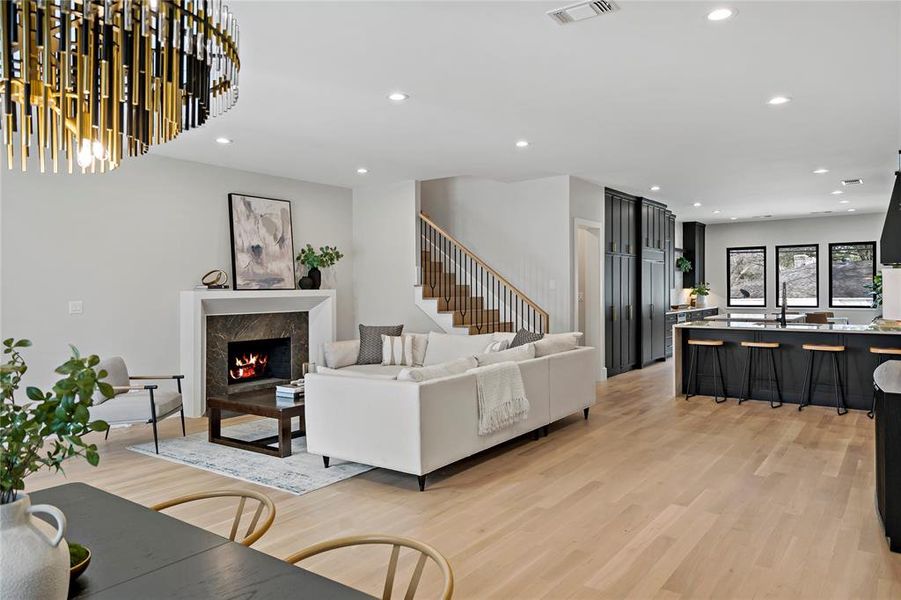 Living room looking toward kitchen