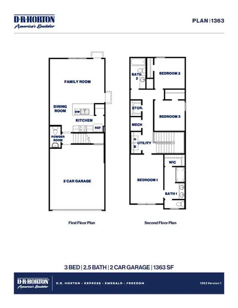 2D floor plan layout for the 1363 by D.R. Horton in The Villas at Legacy Park, Houston, TX (Image 5). 2D floor plan layout for the 1363 by D.R. Horton in The Villas at Legacy Park, Houston, TX (Image 5).