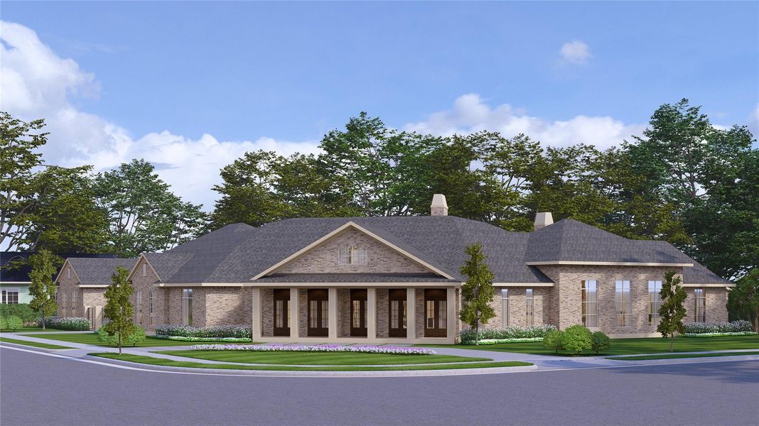 A virtual Rendering of what the home will look like when complete. Landscaping will be subject to changes and mature trees have been preserved for the front yard.