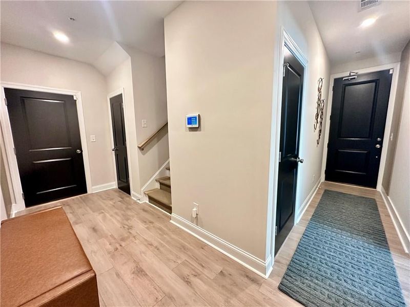 Owner enters from left door to the garage while guest enter front door on the right *Images shown are from a decorated model of the same floor plan. Design selections and color packages will vary by home.* Owner enters from left door to the garage while guest enter front door on the right *Images shown are from a decorated model of the same floor plan. Design selections and color packages will vary by home.*