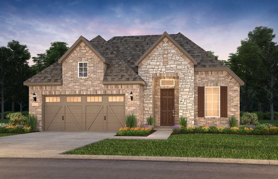 The Mainstay, a one-story home with 2-car garage, shown with Home Exterior FC201