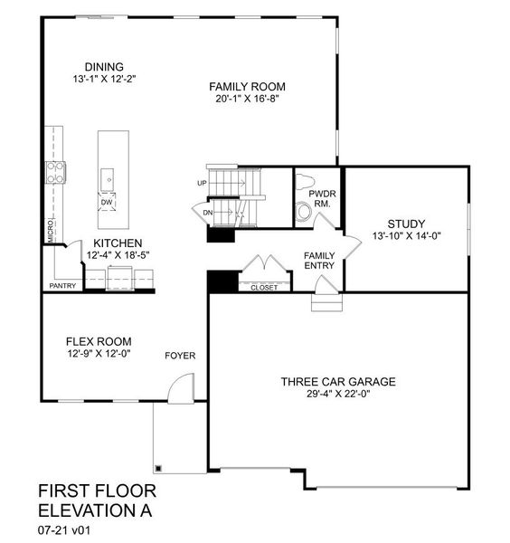 2D floor plan layout for the Oak Park by Ryan Homes in Eagles Crest, Jefferson, GA (Image 3).