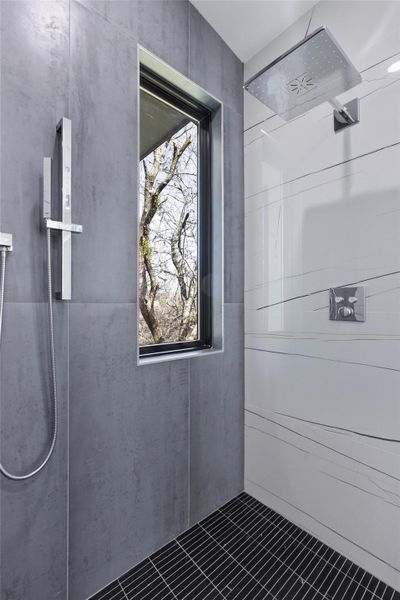 Spa like shower in primary bathroom.