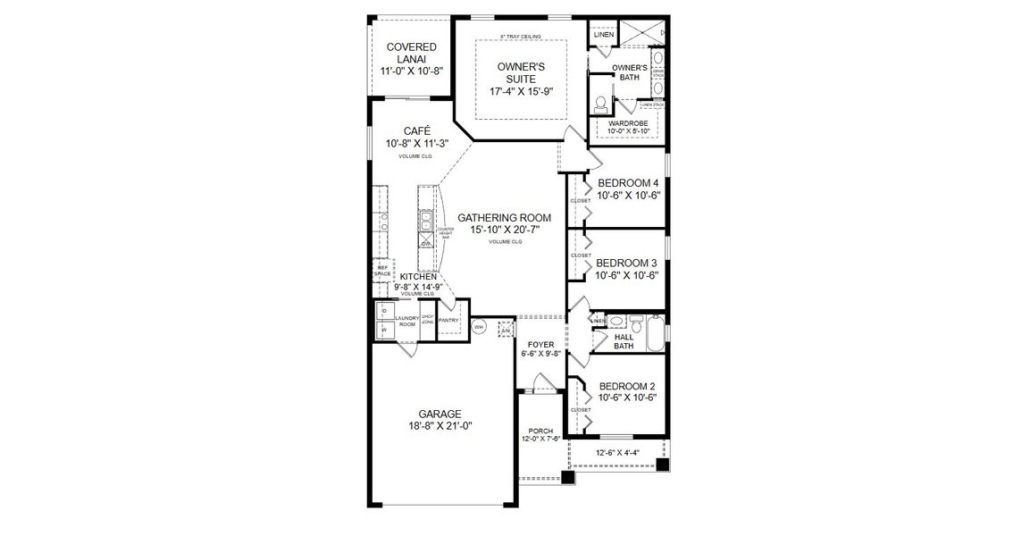 2D floor plan layout for the Raychel by Highland Homes of Florida in Touchstone, Lakeland, FL (Image 3). 2D floor plan layout for the Raychel by Highland Homes of Florida in Touchstone, Lakeland, FL (Image 3).
