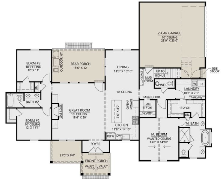 2D floor plan layout for the Ava Plan by Zeal Home Builders in Parallel Pastures, Poolville, TX (Image 4).