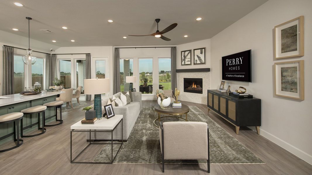 Representative furnished interior of a home built from the 2949M by Perry Homes in Lakes of Cane Island, Katy (Image 7).