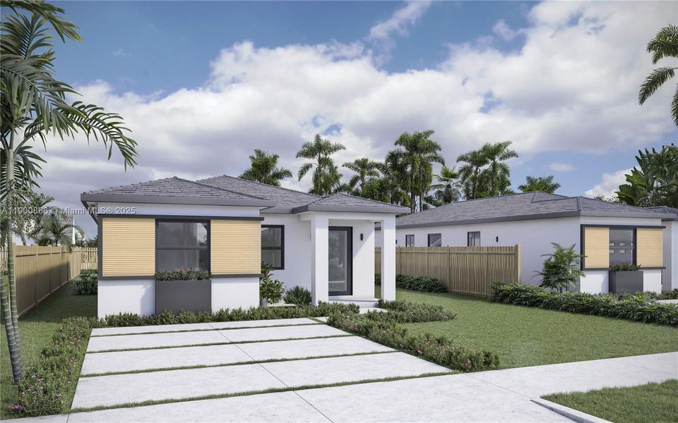 Front exterior of a new home in , Miami, FL, highlighting curb appeal (Image 2). Front exterior of a new home in , Miami, FL, highlighting curb appeal (Image 2).