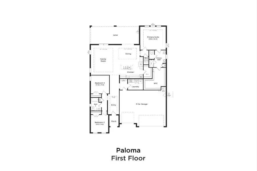2D floor plan layout for the Paloma by DRB Homes in Preserve at Old Mill, Wesley Chapel, FL (Image 3).