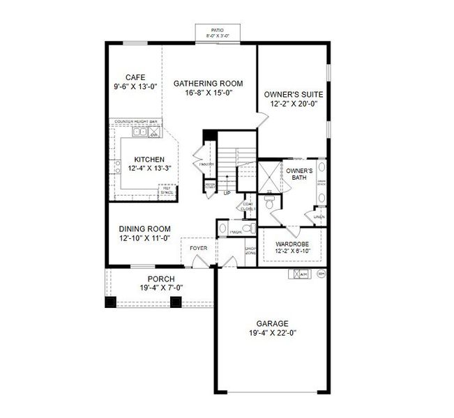2D floor plan layout for the Wayfair II by Highland Homes of Florida in Marion Oaks, Ocala, FL (Image 4).