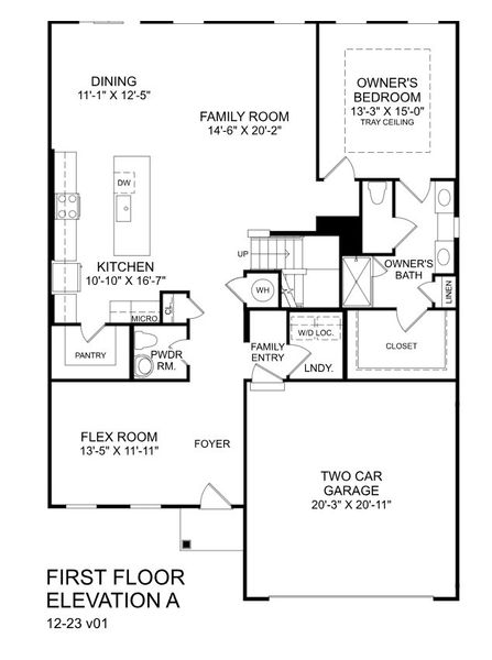 2D floor plan layout for the Greenwood by Ryan Homes in Lakes at Riverbend Single Family Homes, Navassa, NC (Image 3).