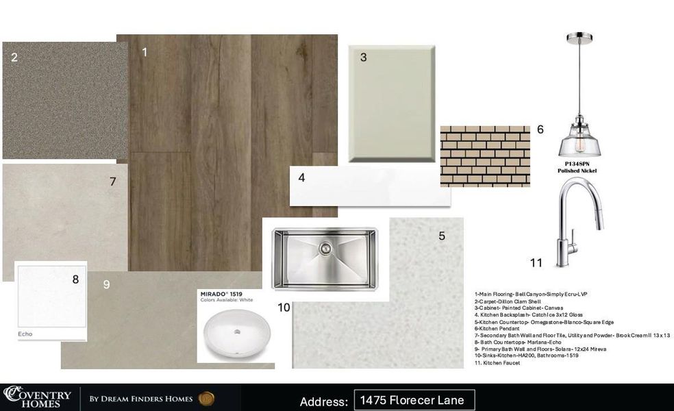 Sample of building materials used in homes in Escondido, Magnolia (Image 3). Sample of building materials used in homes in Escondido, Magnolia (Image 3).