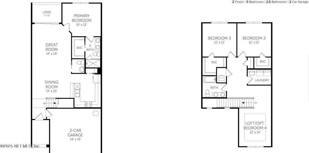 2D floor plan layout of this home in Brook Forest - Villas, St. Augustine, FL (Image 3).