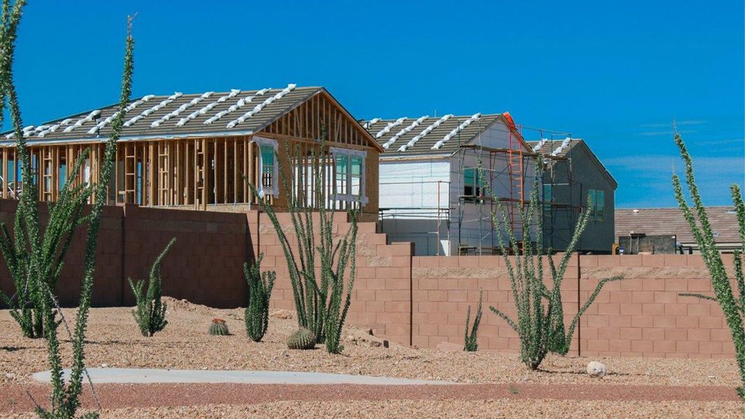 Front exterior of a new home in Hanson Ridge, Vail, AZ, highlighting curb appeal (Image 21).