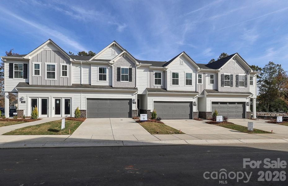 Front exterior of a new home in Galloway Towns, Charlotte, NC, highlighting curb appeal (Image 24).