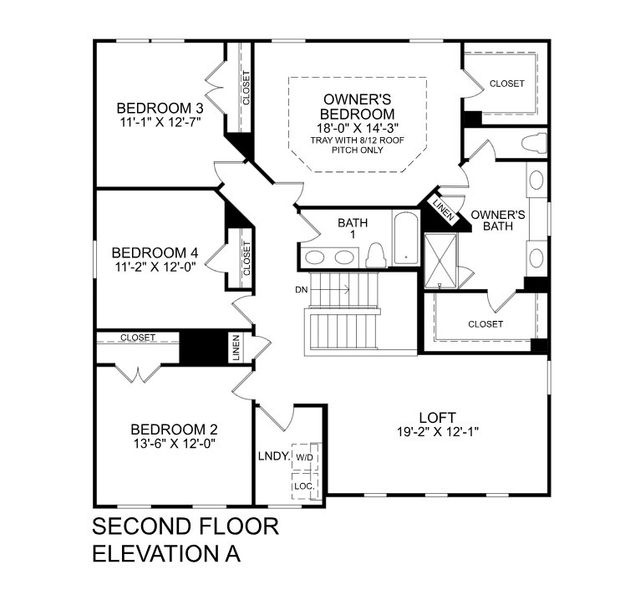 2D floor plan layout for the Lehigh by Ryan Homes in Grande Dunes North Village, Longs, SC (Image 3).