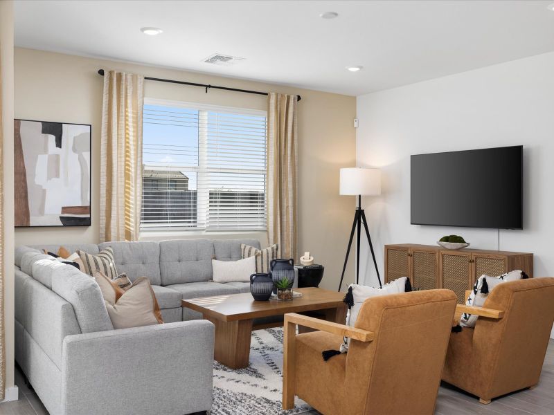 Living Room in Lark Floorplan modeled at Allure Vista