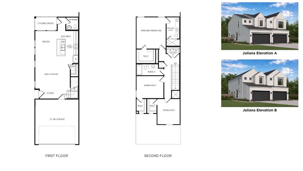 2D floor plan layout of this home in The Duets Collection at Novel, Austin, TX (Image 3). 2D floor plan layout of this home in The Duets Collection at Novel, Austin, TX (Image 3).