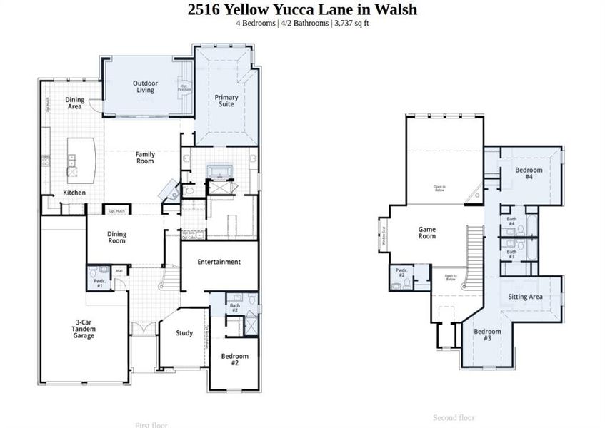 2D floor plan layout of this home in Walsh, Aledo, TX (Image 2).