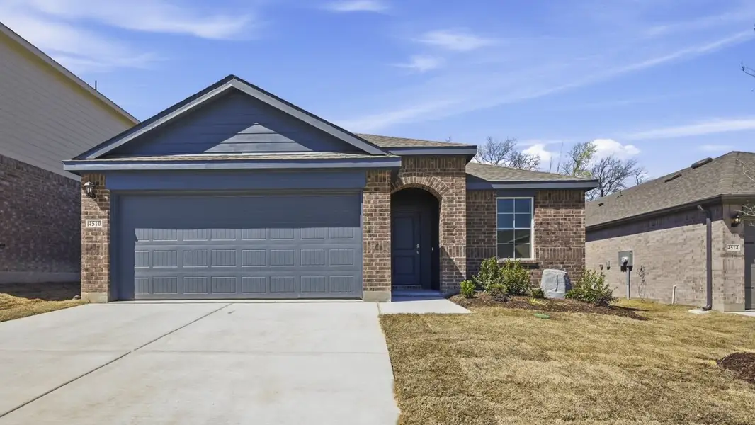 Front exterior of a new home in Sweetwater Springs, Sherman, TX, highlighting curb appeal (Image 1). Front exterior of a new home in Sweetwater Springs, Sherman, TX, highlighting curb appeal (Image 1).