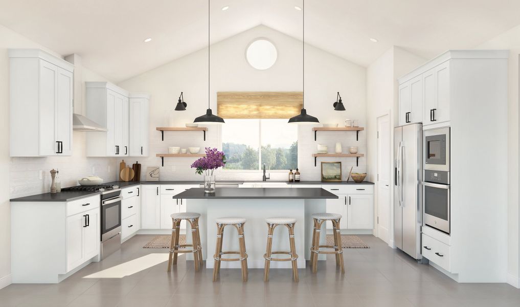 Kitchen with pendant lighting