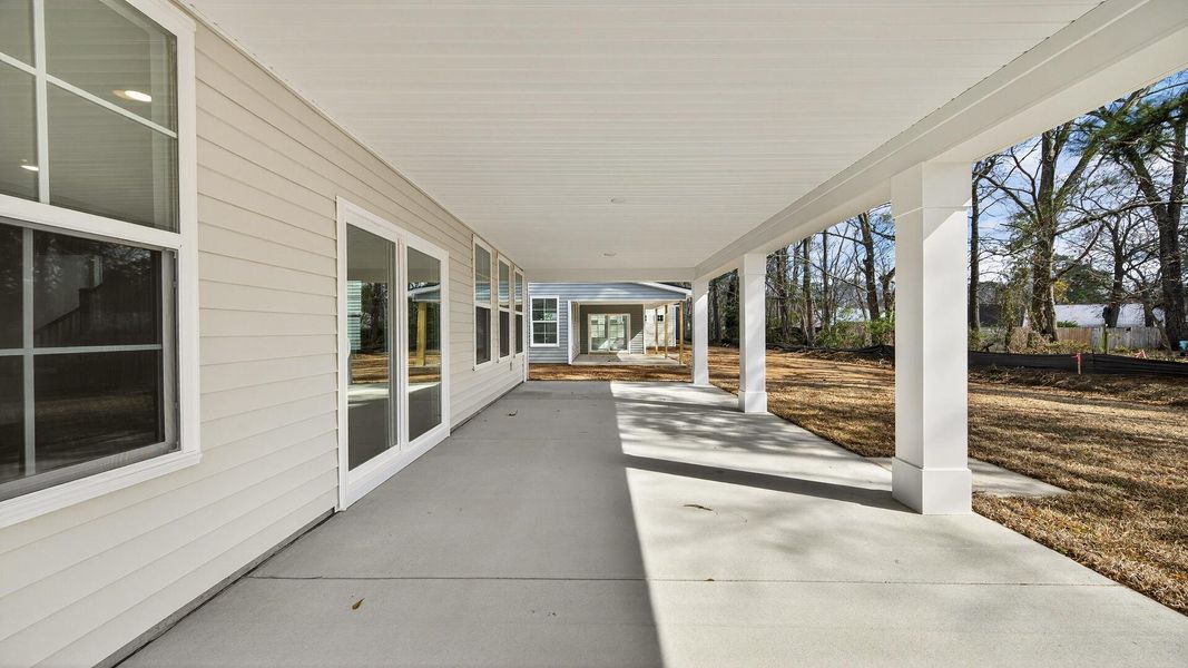 Exterior details and patio area of a home in Creekside at Andrews, Summerville (Image 4).