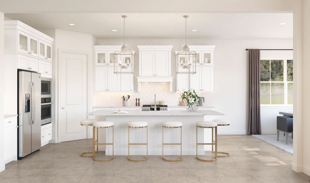 Kitchen with pendant lighting