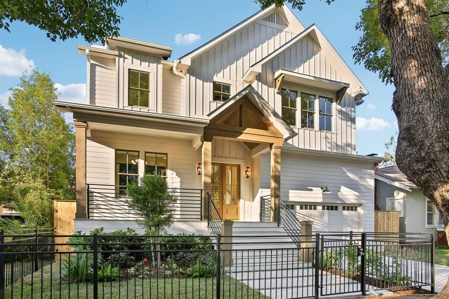 This completely original design features an open front porch entry ceiling accented by stainwashed cedar columns.