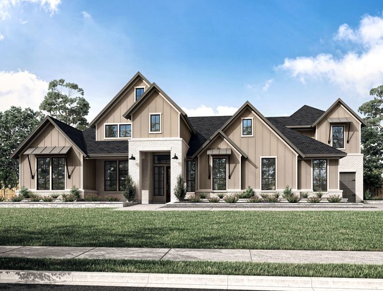 Representative exterior photo of a completed home built from the Meritage by Tri Pointe Homes in Legacy Grove, Montgomery, TX (Image 21).