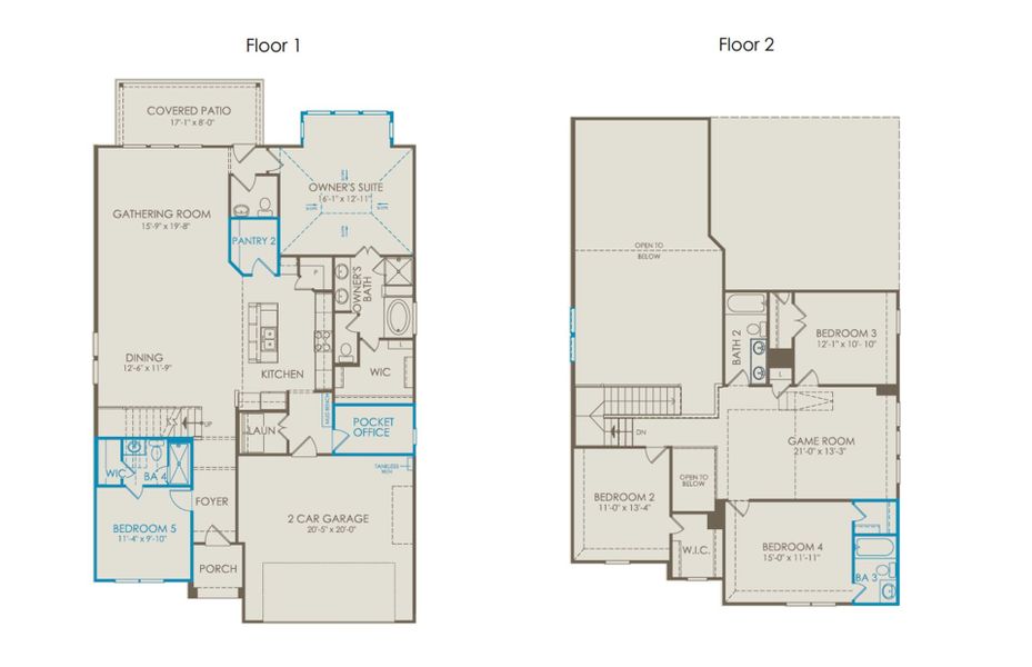 2D floor plan layout of this home in Wilson Creek Meadows, Celina, TX (Image 4).