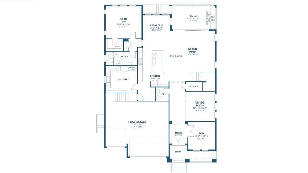 2D floor plan layout of this home in City Homes - South Tampa, Tampa, FL (Image 3).