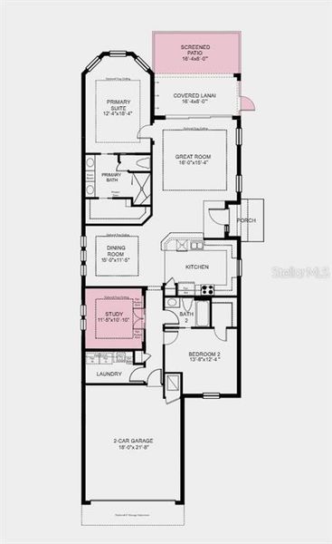 2D floor plan layout of this home in Esplanade at Wiregrass Ranch, Wesley Chapel, FL (Image 3).