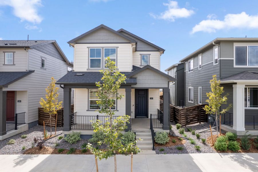 Front exterior of a new home in Barefoot Village, Firestone, CO, highlighting curb appeal (Image 25).