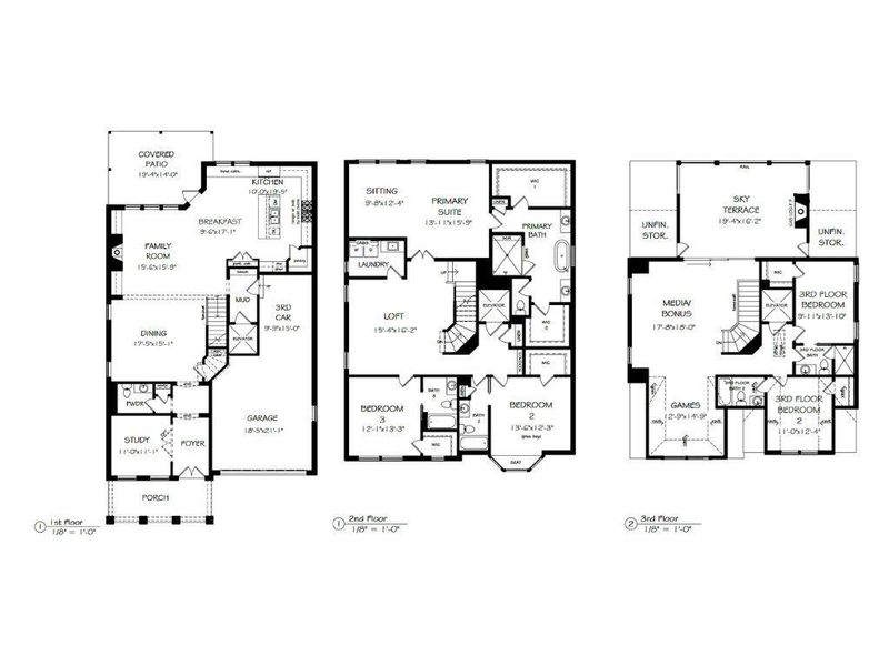 2D floor plan layout of this home in Laurel View, Suwanee, GA (Image 5).