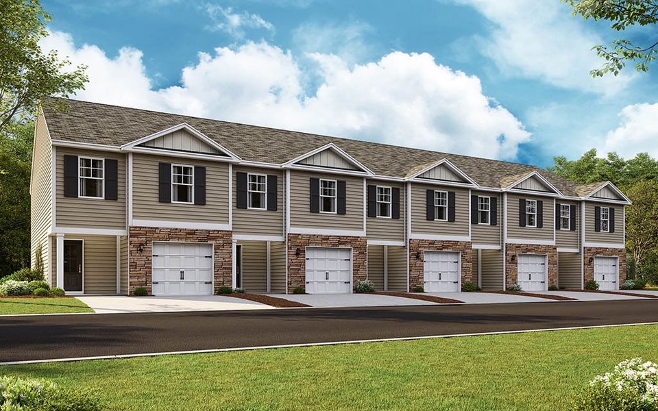 Representative exterior photo of a completed home built from the Mitchell Townhome by D.R. Horton in Cherokee Crossing, Kodak, TN (Image 23).