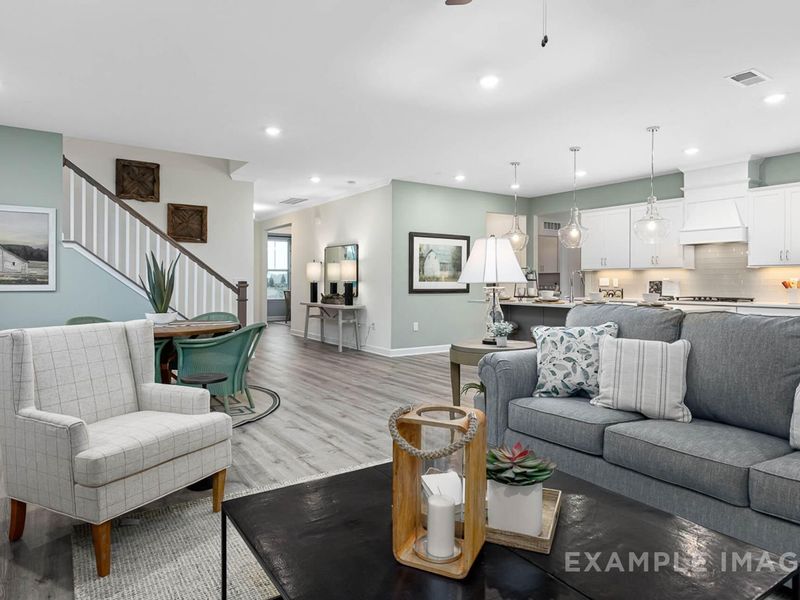 Furnished interior view inside a new home in Retreat at North Main, Lillington (Image 4). Furnished interior view inside a new home in Retreat at North Main, Lillington (Image 4).