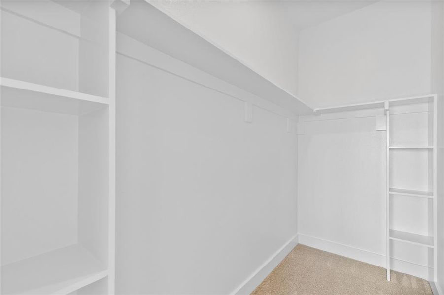Walk in closet featuring carpet Walk in closet featuring carpet