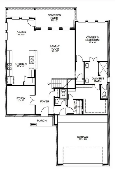 2D floor plan layout of this home in Anniston: Fairway Collection, Katy, TX (Image 5). 2D floor plan layout of this home in Anniston: Fairway Collection, Katy, TX (Image 5).
