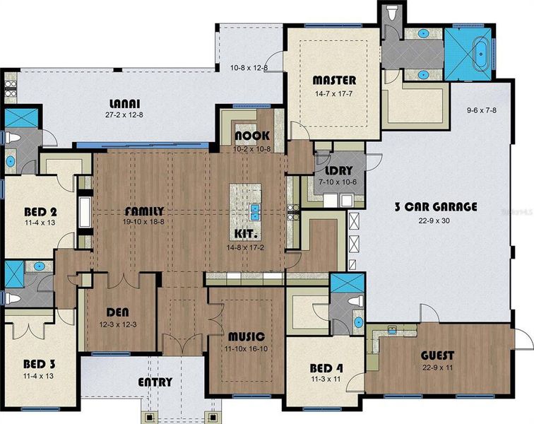 2D floor plan layout of this home in , Orlando, FL (Image 2). 2D floor plan layout of this home in , Orlando, FL (Image 2).